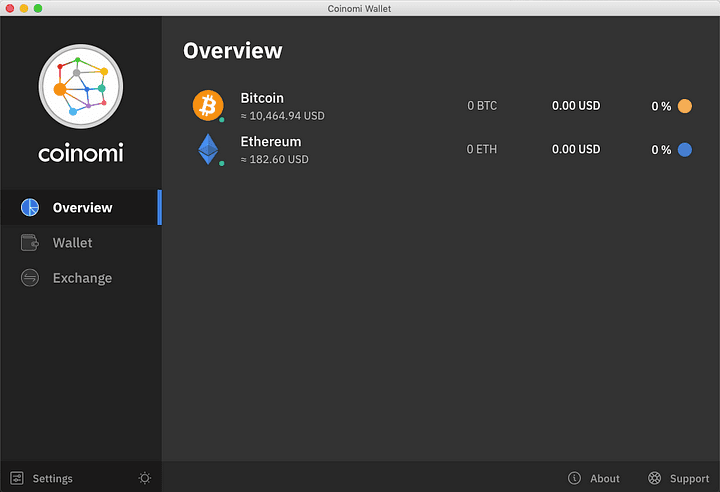 Home Screen: Coinomi, multi-currency